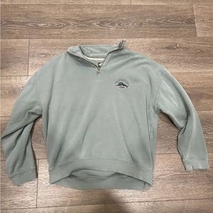 Tommy Bahama Relax Sweater Men Large Pullover 1/4 Zip Cotton Marlin Fish